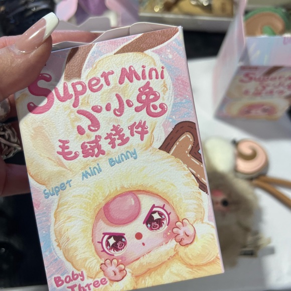 Authentic Baby Three Super Mini Bunny -letter N Cute Purple Bunny Plush Keychain - Picture 4 of 6